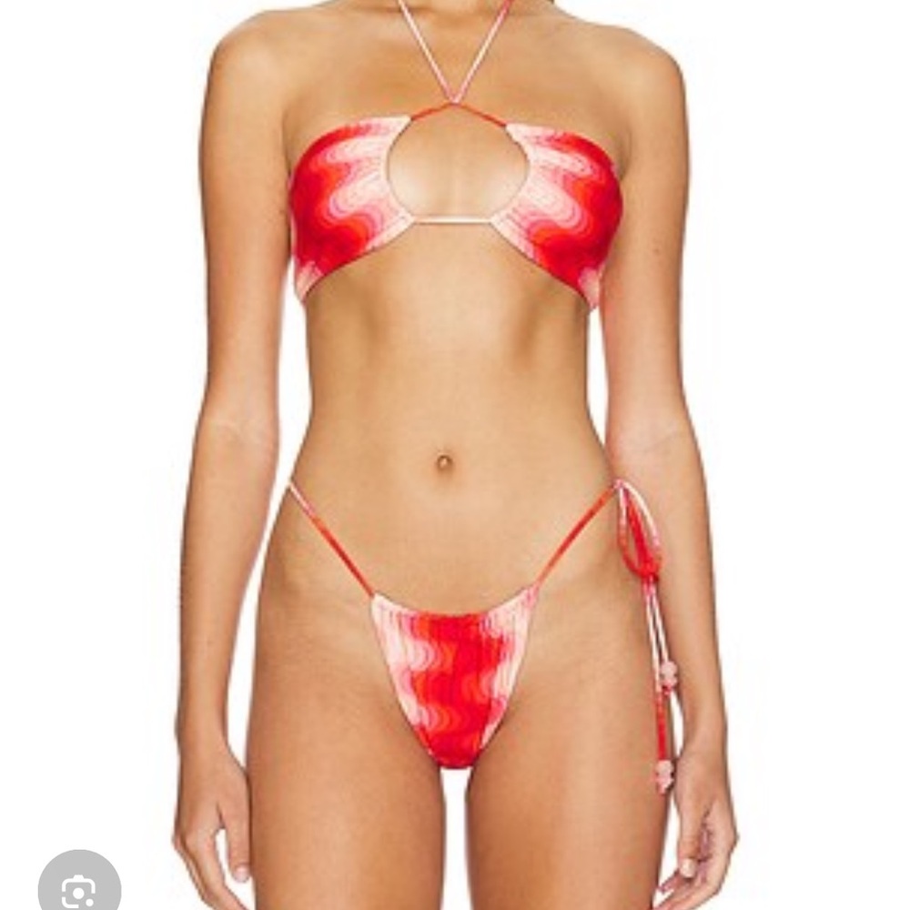 Devon Windsor red wave bikini Louisa top and Livia Bottoms